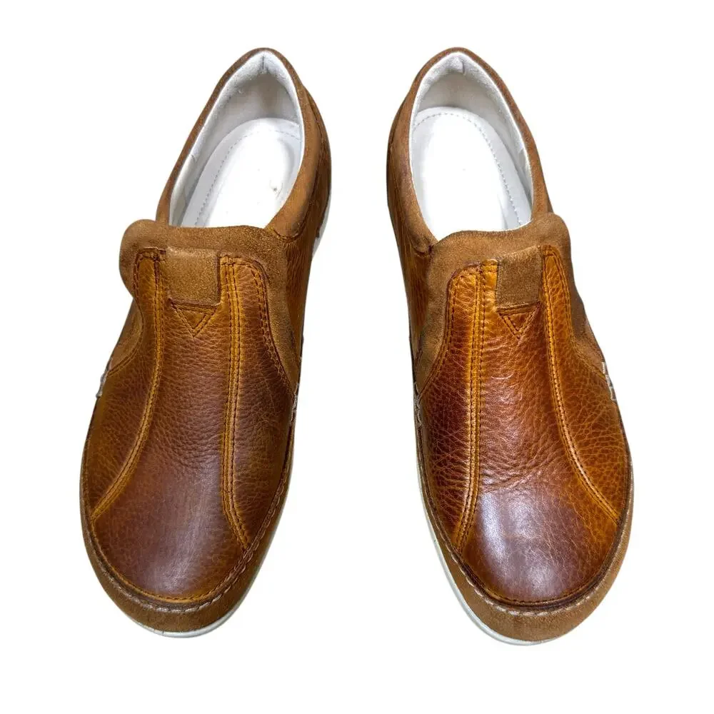 ECCO Women's Cayla Cognac Leather Slip On‎ Comfort Loafer Flats - Size 39